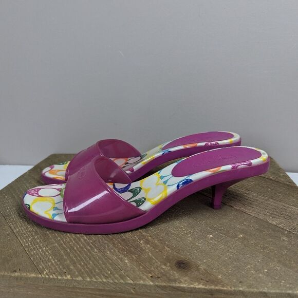Coach Jelly Slide Sandals – Rainbow Monogram – Size 10 – 2” Heel - Picture 8 of 9